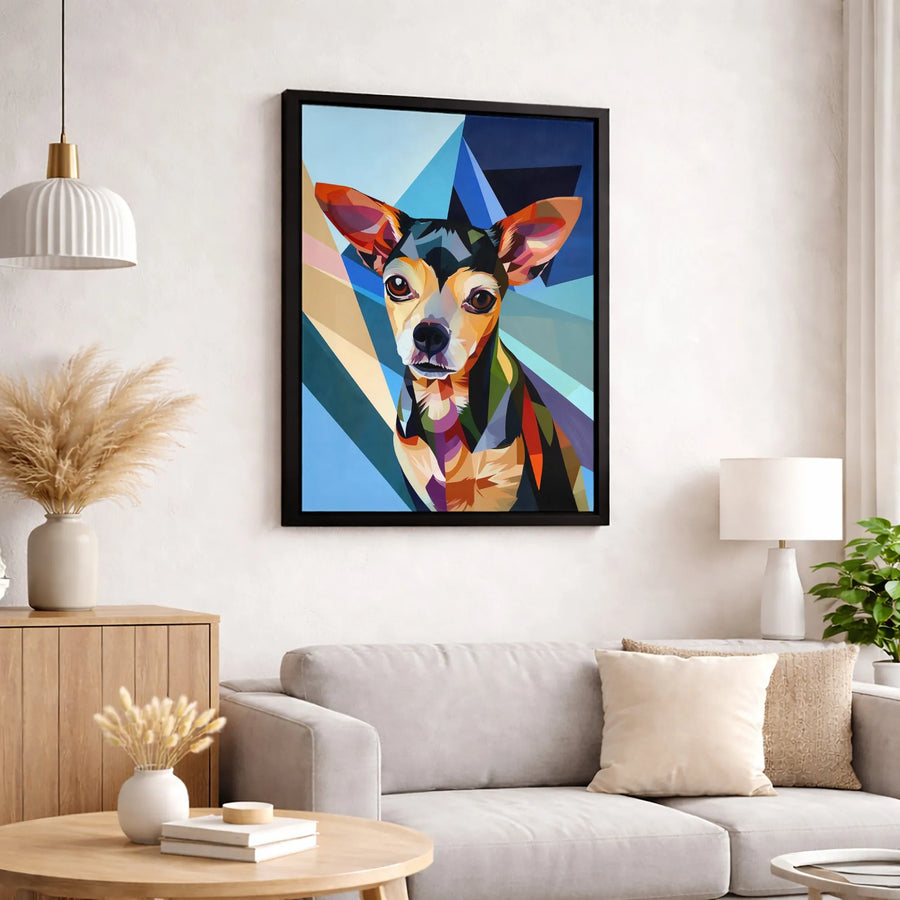 Chihuahua Dog Wall Art | Geometric Pop Art Portrait | Premium Gallery-Wrapped 1.25" Canvas | Colorful Pet Decor Gift for Dog Lovers