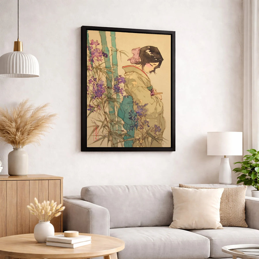 Japanese Art Canvas Print | Elegant Kimono Woman with Bamboo Wall Decor | 1.25-Inch Gallery Wrap | Premium Aesthetic Home Gift