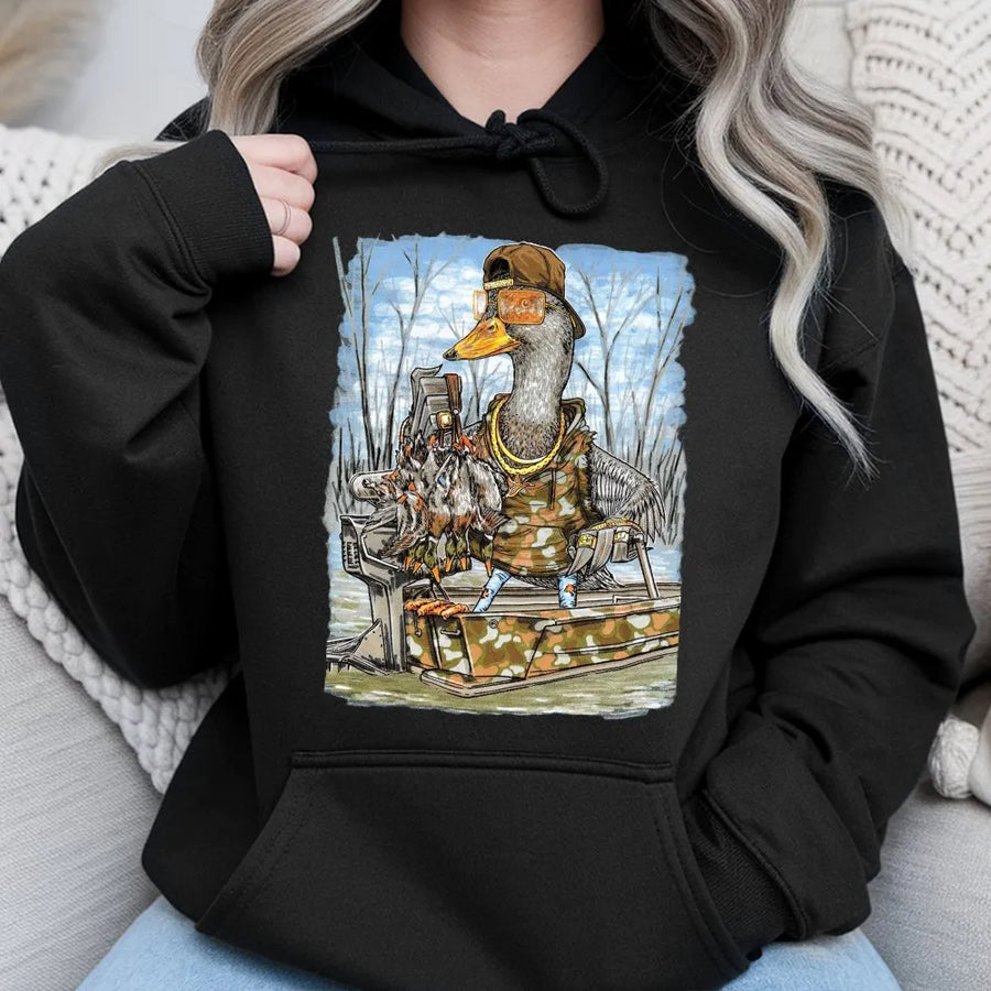 Duck Hunting Hoodie | Camo Gear Waterfowl Design | Premium Cotton Blend | Funny Hunter Gift for Men and Women