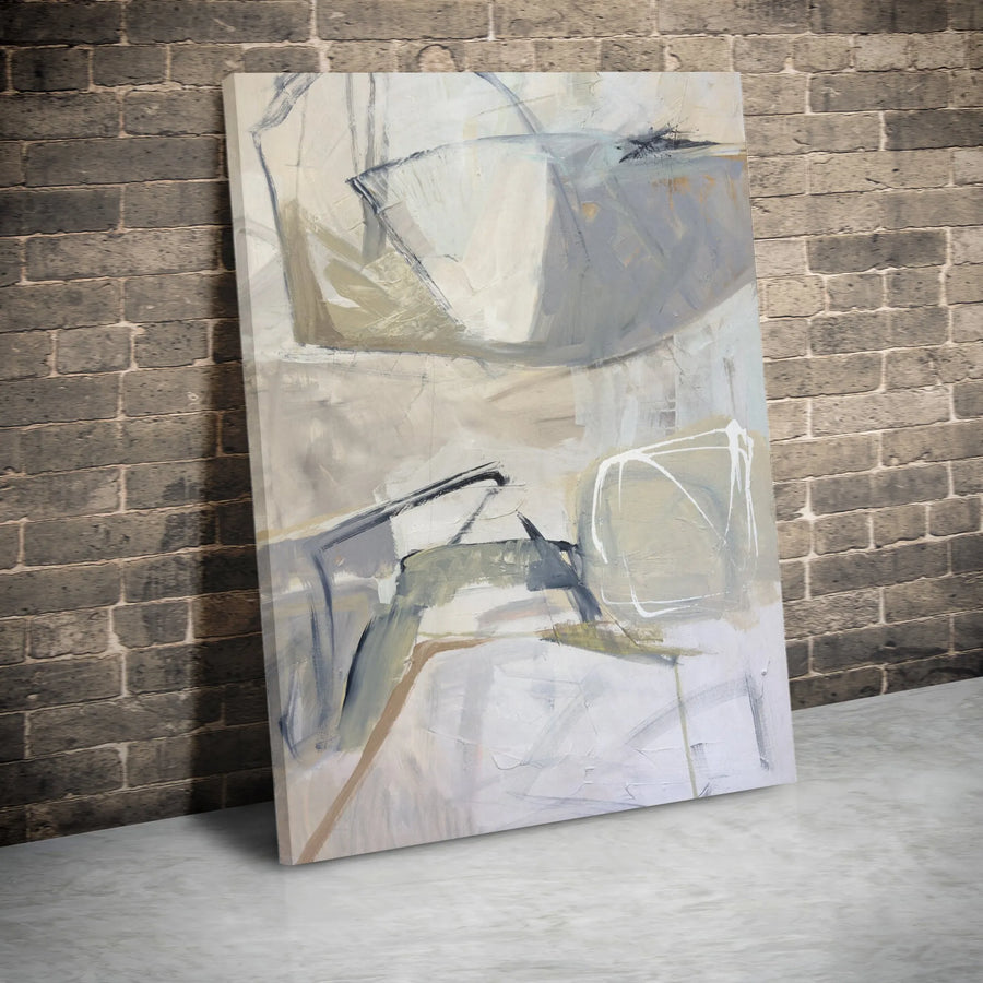 Abstract Canvas Wall Art | Neutral Tone Minimalist Painting | Premium Gallery Wrapped Canvas | Modern Living Room & Office Decor
