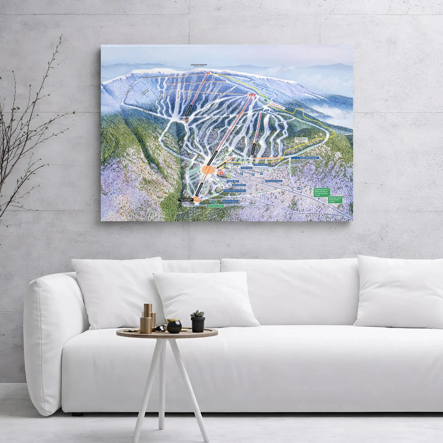 Saddleback Mountain Ski Trail Map Canvas | Premium Gallery Wrap Wall Art | Durable Wood Frame | Gift for Skiers and Mountain Enthusiasts
