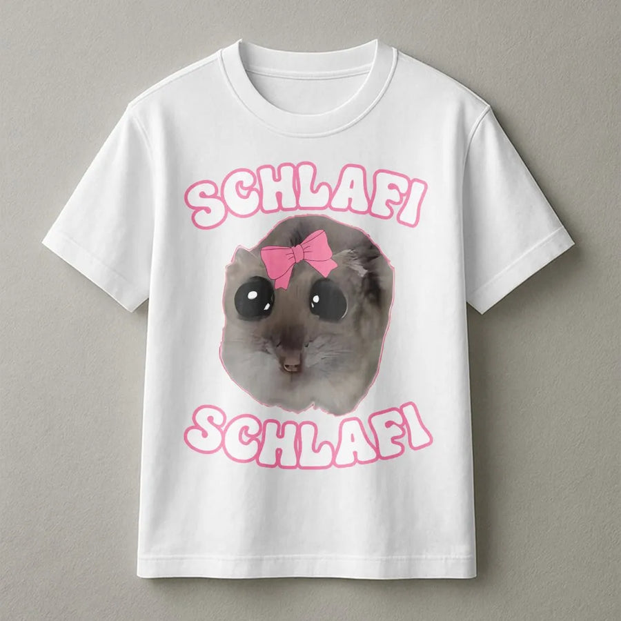 Schlafi Hamster T-Shirt | Cute Rodent Meme Graphic | Premium Soft Cotton Tee | Funny Animal Lover Gift For Men And Women