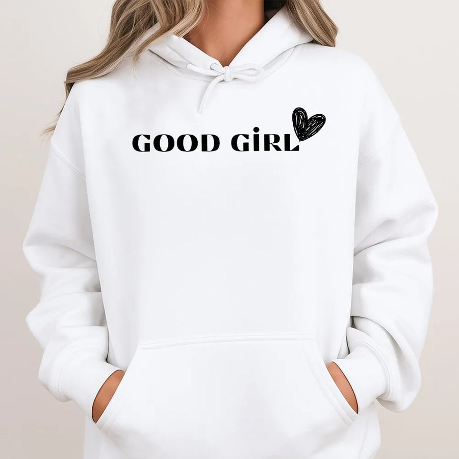 Dark Romance Hoodie | Good Girl Bookish Sweatshirt with Scribble Heart | Soft Cotton-Blend Pullover | Morally Grey Character Reader Gift