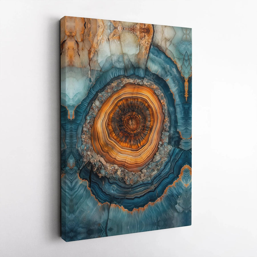 Abstract Geode Canvas Print | Blue and Gold Mineral Wall Art | Premium Gallery-Wrapped Decor | Modern Living Room Gift