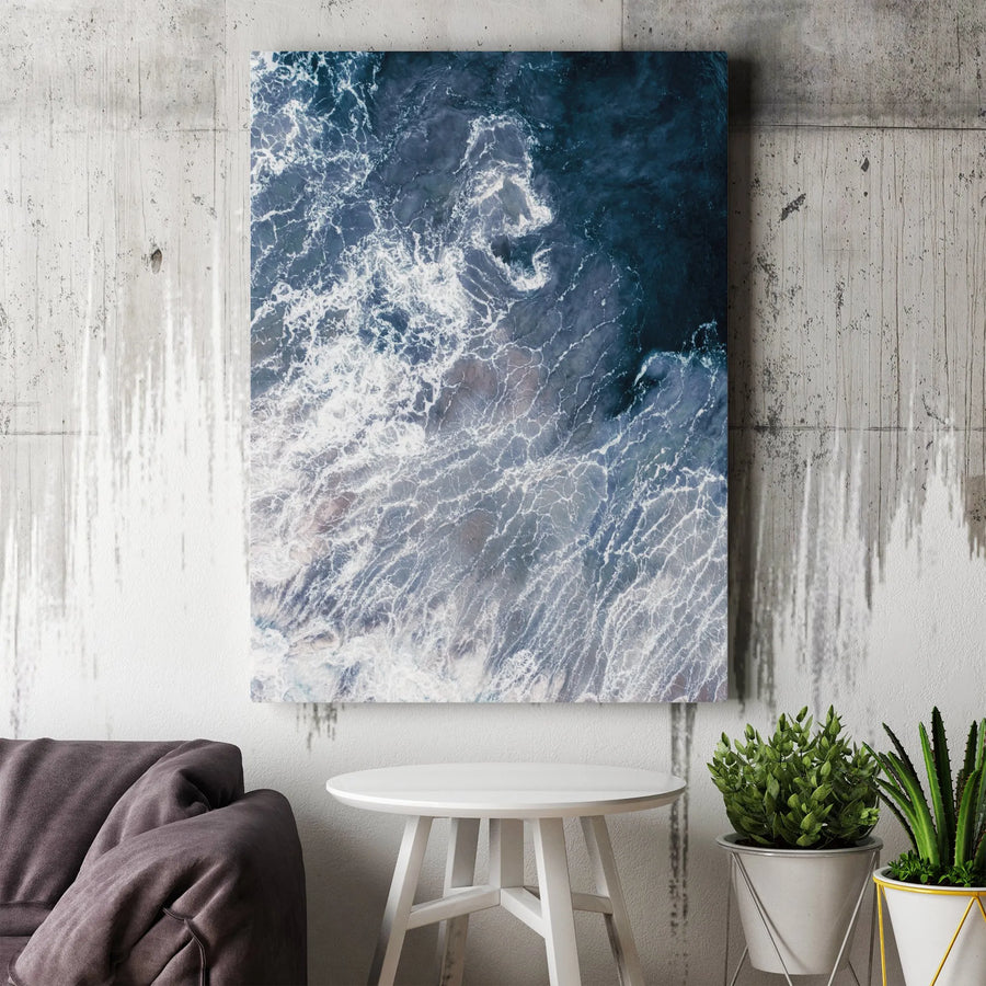 Abstract Ocean Canvas Wall Art | Deep Blue Sea Swirls Photography | Premium Frameless Canvas | Modern Coastal Home Decor Gift