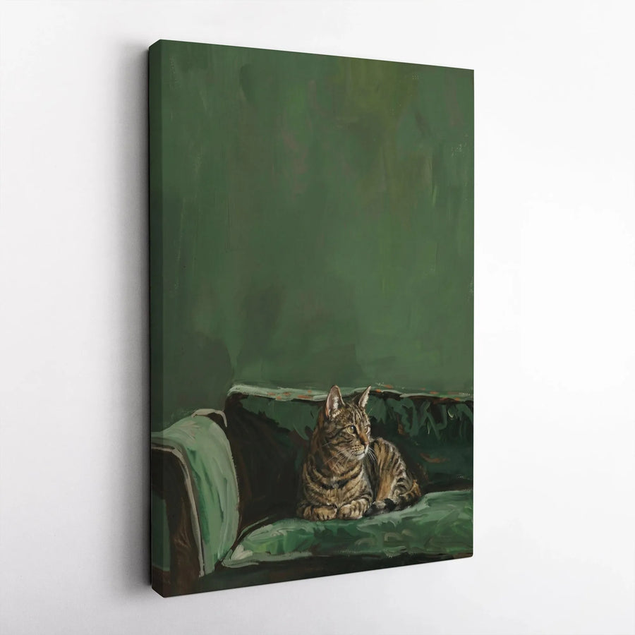 Tabby Cat Canvas Wall Art | Moody Oil Painting Style Print | Premium Fade-Resistant Canvas | Gift for Cat Lover Home Decor
