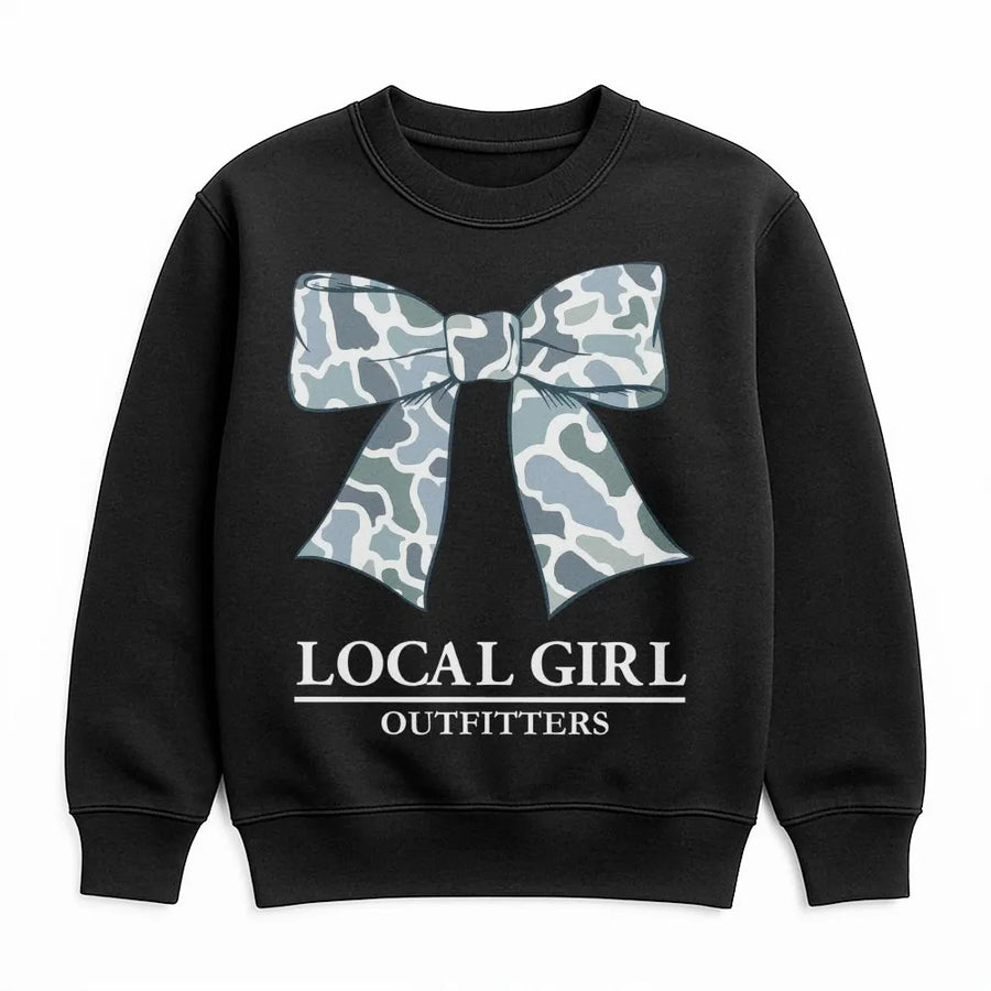 Camo Bow Sweatshirt | Trendy Southern Preppy Graphic Design | Premium Cotton-Blend | Cute Aesthetic Gift for Her