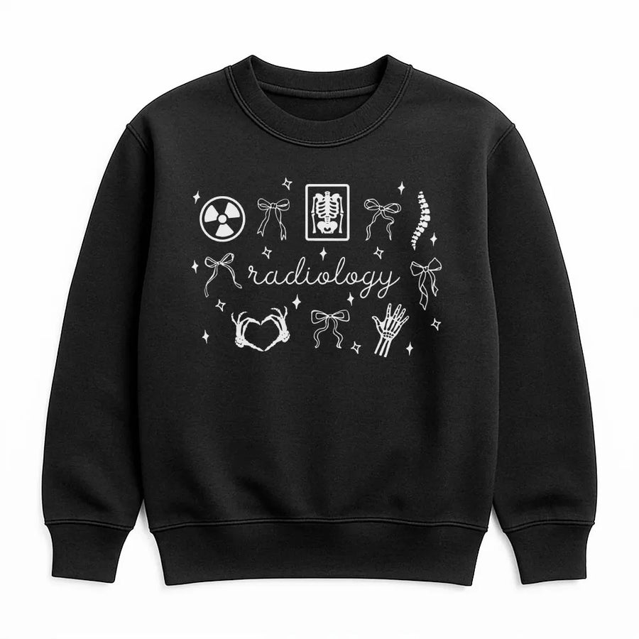 Coquette Radiology Sweatshirt | X-Ray Tech Aesthetic with Bow Icons | Premium Cotton Blend | Gift for Radiologist & RAD Tech Student