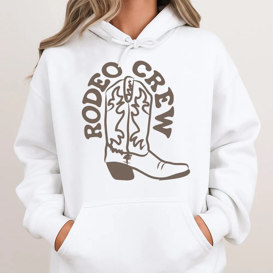 Rodeo Crew Hoodie | Western Cowboy Boot Graphic | Cozy Cotton Blend | Matching Family First Birthday Gift