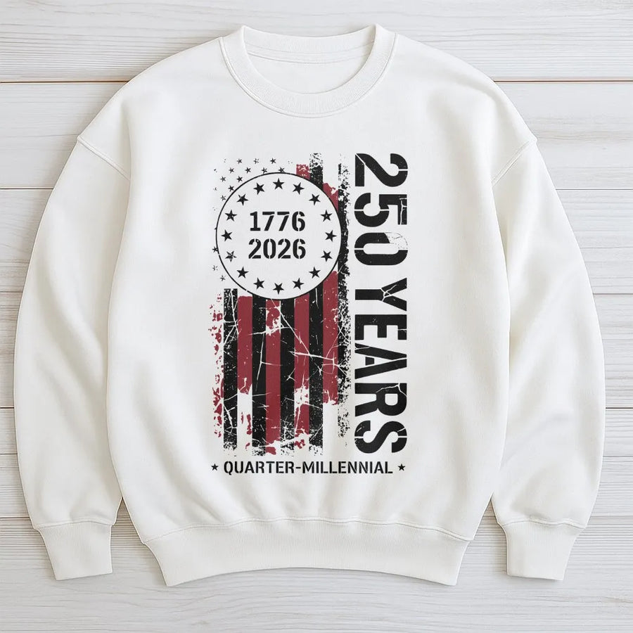 America 250th Anniversary Sweatshirt | 1776-2026 Patriotic USA Flag Design | Cotton Blend Premium Apparel | Unisex Gift for Independence Day Celebration