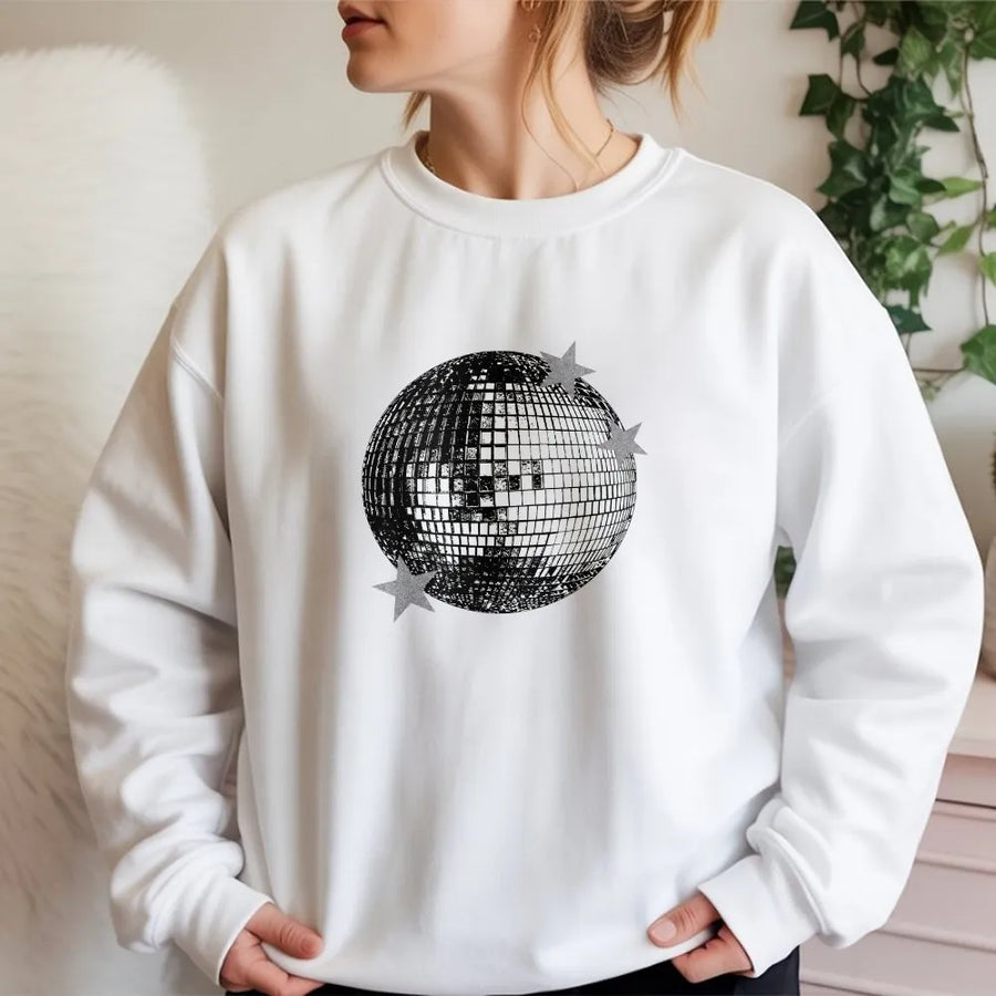 Retro Disco Ball Sweatshirt | Y2K Music Festival Graphic Pullover | Premium Cotton Blend | Cozy Concert Outfit Gift for Women & Men