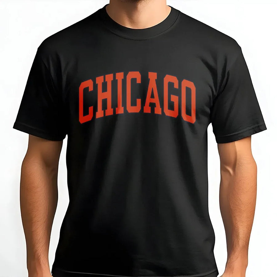 Chicago T-Shirt | Vintage Style Varsity Lettering | Premium Cotton Tee | Unisex Chicago Pride Gift for Men and Women