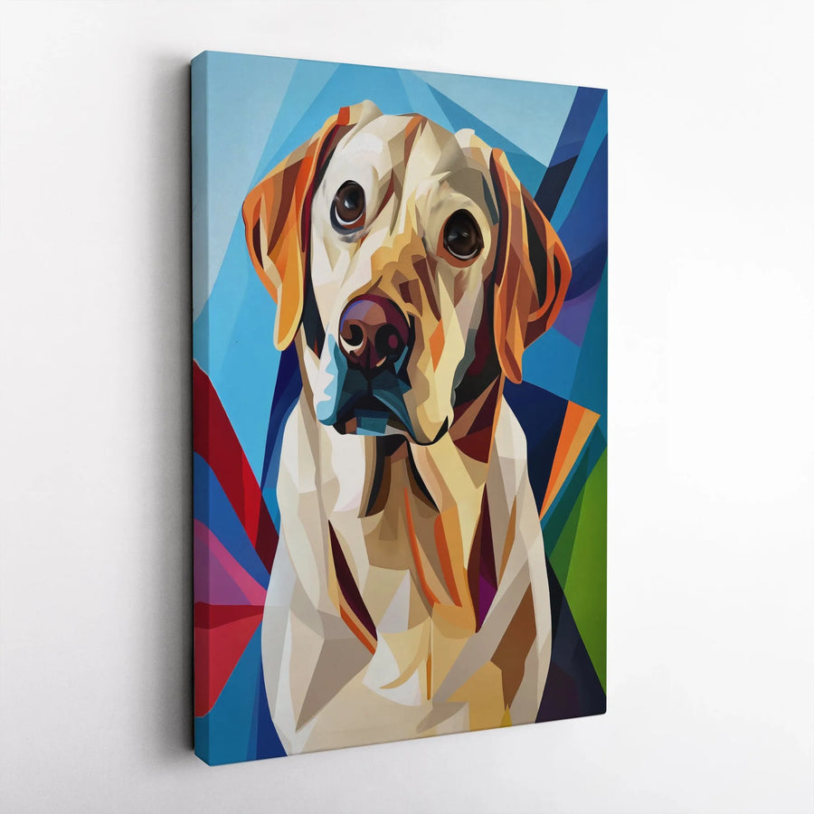 Yellow Labrador Retriever Wall Art | Colorful Geometric Pop Art Style | Premium Gallery-Wrapped Canvas | Dog Lover Home Decor Gift