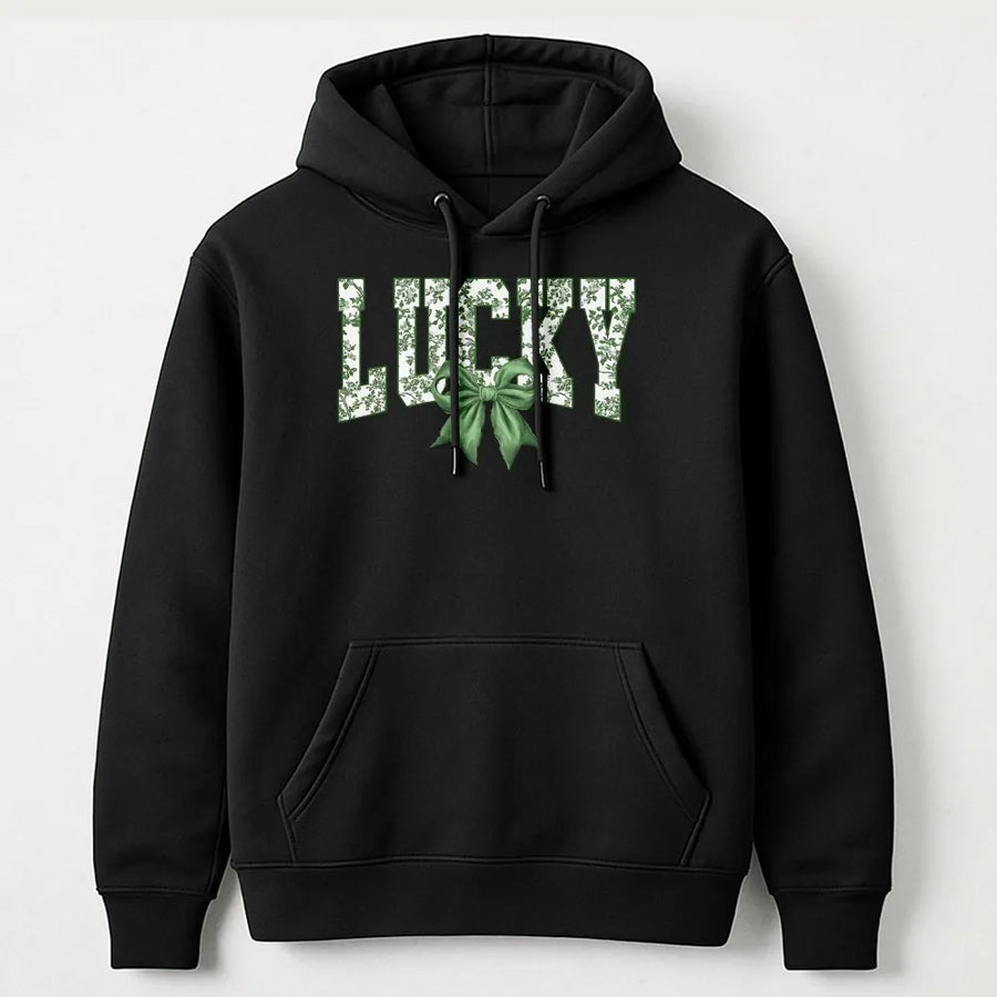 Lucky Bow Hoodie | Coquette Aesthetic St Patrick's Day Design | Premium Cotton Blend | Aesthetic Trendy Sweatshirt Gift for Her