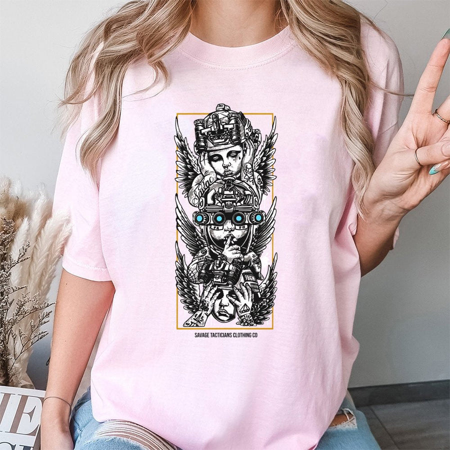 Tactical Soldier Graphic T-Shirt | Night Vision Warrior Angel Design | Premium 100% Cotton Tee | Gift for Military Enthusiasts and Veterans
