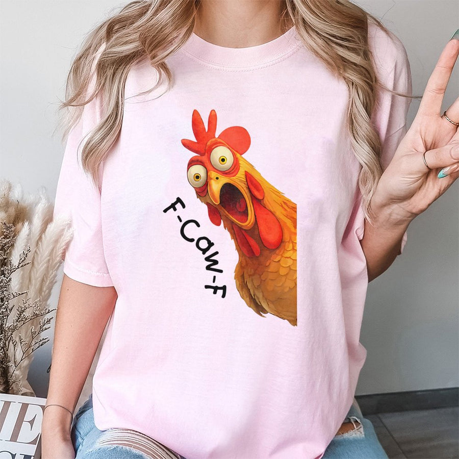 Funny Chicken T-Shirt | Shocked Rooster Graphic Tee | 100% Soft Cotton Premium Shirt | Quirky Farm Animal Lover Gift