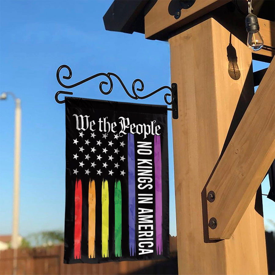 We The People Garden Flag | No Kings In America Pride Design | Weather-Resistant Polyester Yard Banner | Patriotic LGBTQ+ Outdoor Home Decor