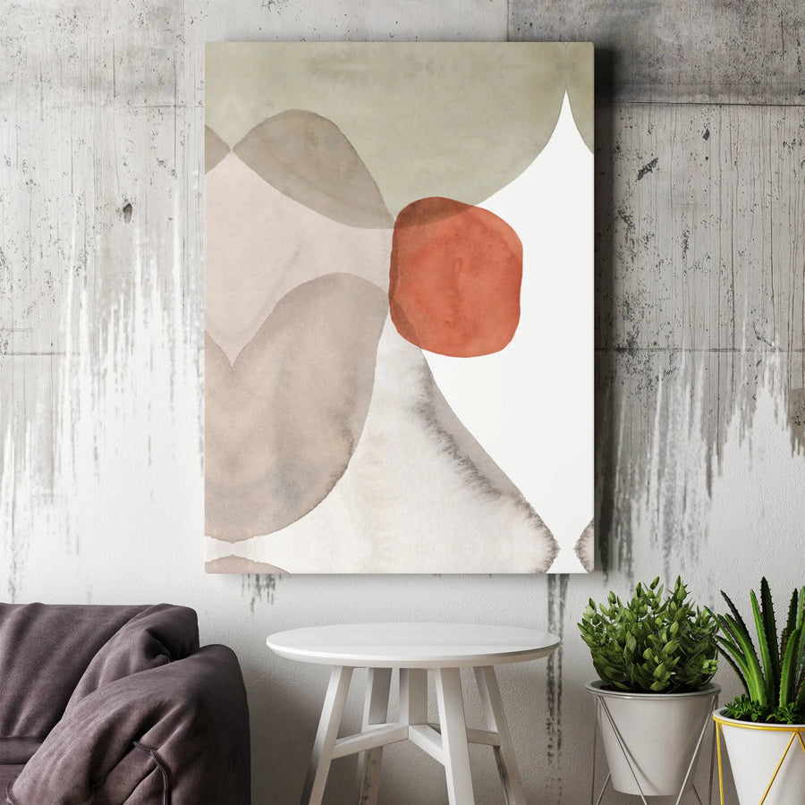 Abstract Earth Tone Canvas Art | Minimalist Watercolor Terracotta Shapes | Gallery Wrapped Premium Print | Modern Wall Decor for Living Room