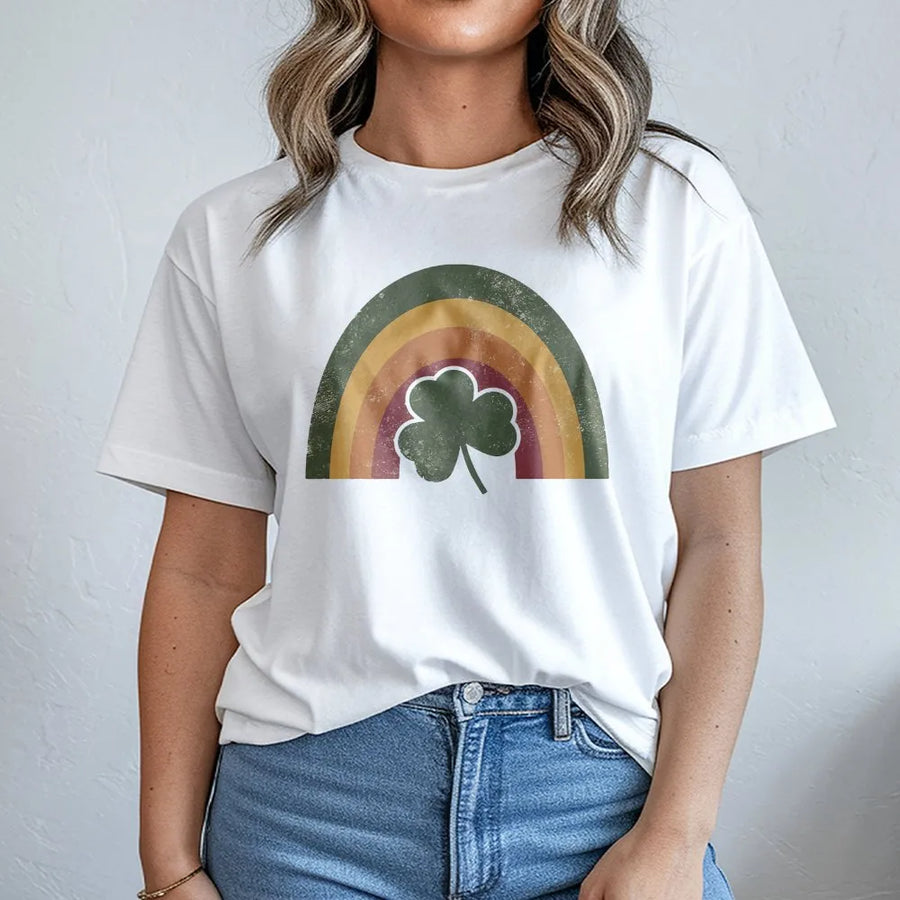 St Patricks Day Shamrock T-Shirt | Retro Rainbow Graphic Design | Premium Soft Cotton Tee | Irish Pride Lucky Gift For Women And Men
