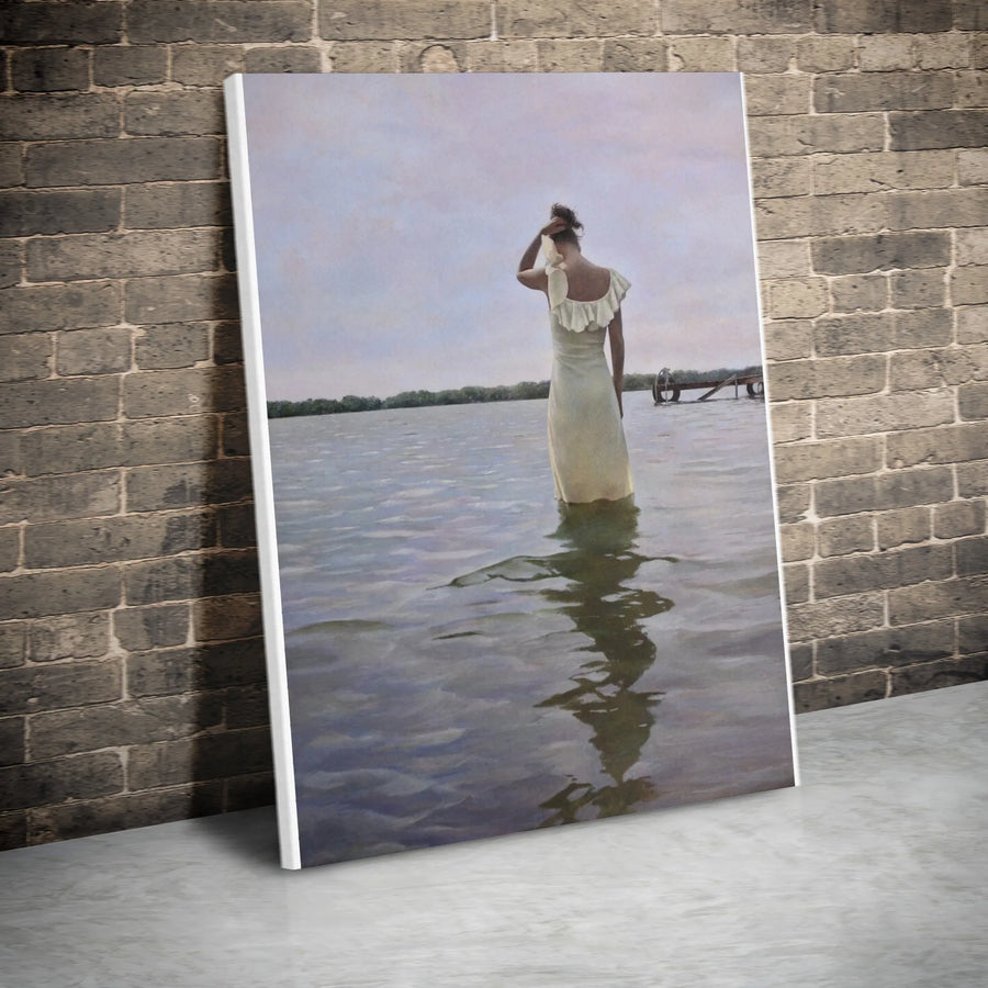 Figurative Painting Canvas Wall Art | Ethereal Woman in Lake Print | Gallery Quality Canvas | Modern Home Decor Gift