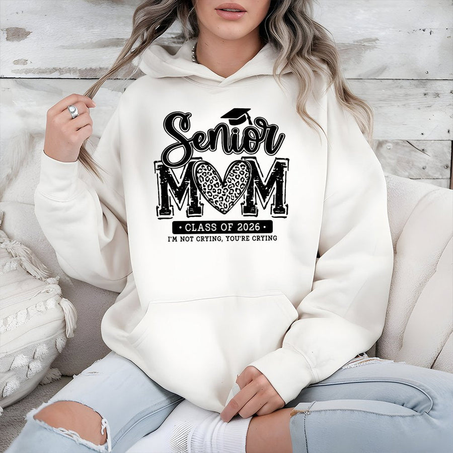 Senior Mom Hoodie Class Of 2026 | Leopard Print Heart Graduation Design | Premium Cotton-Poly Blend | Proud Graduation Gift For Her