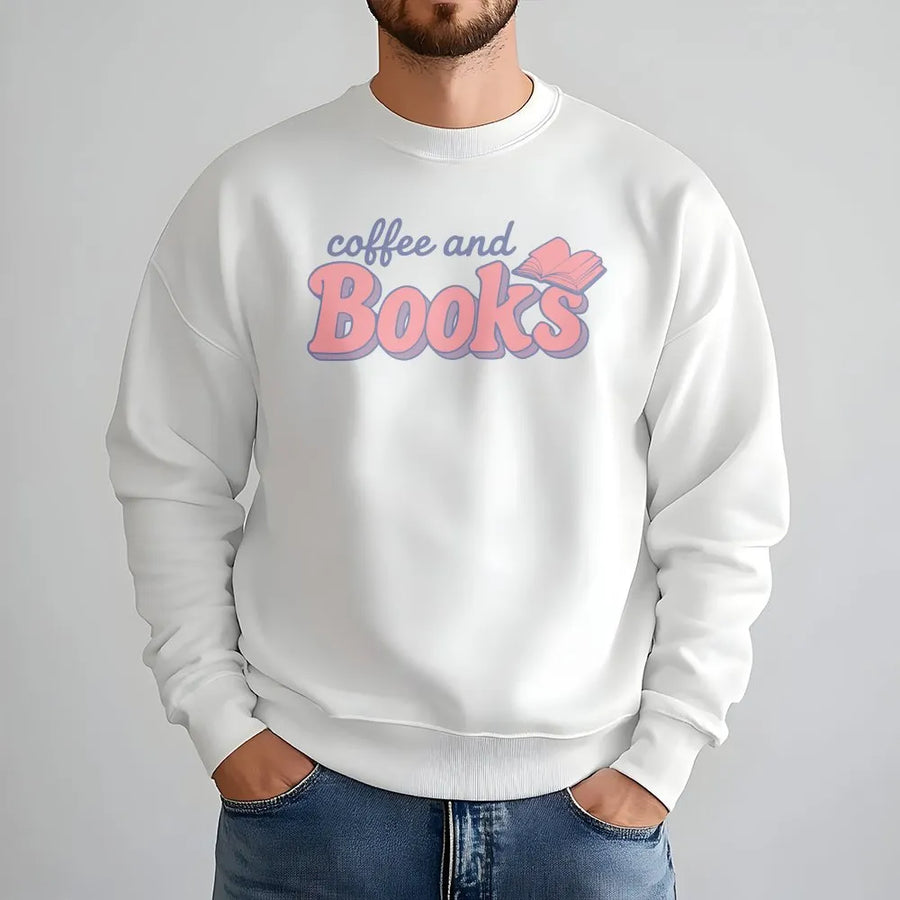 Coffee and Books Sweatshirt | Cute Reading Aesthetic Graphic | Premium Cotton Blend | Cozy Gift for Book Lovers and Readers
