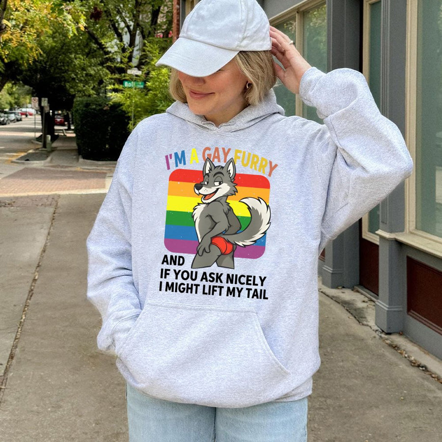 Gay Furry Pride Hoodie | Rainbow Wolf Character Graphic | Premium Cotton Blend | Funny LGBTQ Gift for Furry Fandom Fans