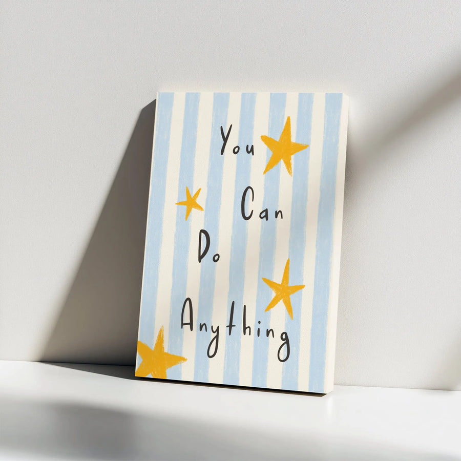 You Can Do Anything Canvas Art | Motivational Wall Decor With Yellow Stars | Premium Gallery Wrapped Print | Inspirational Gift For Kids Nursery Room