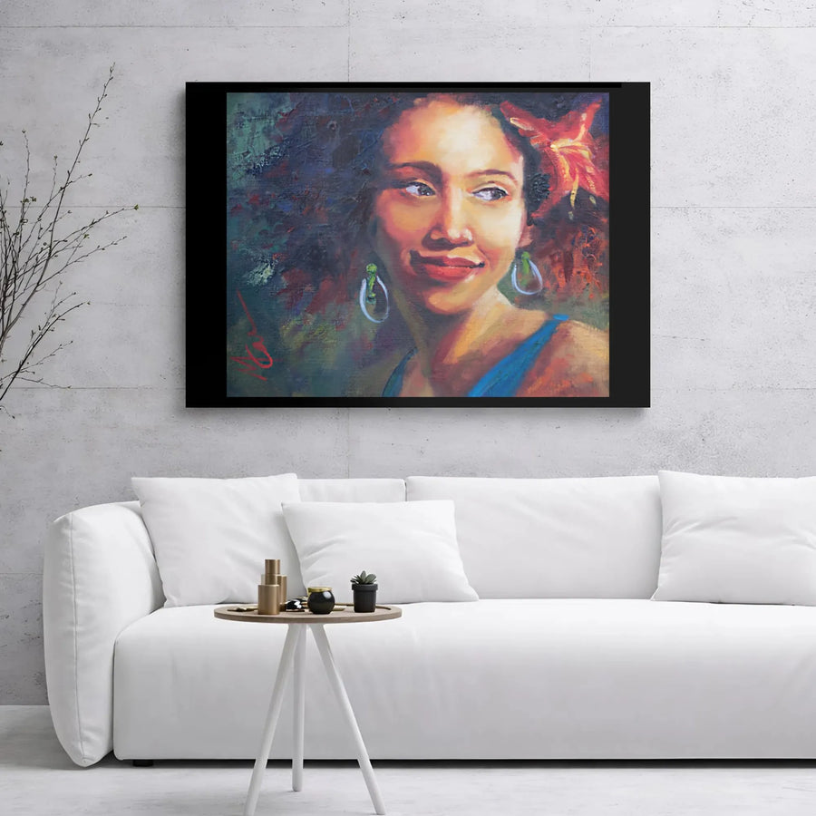 Woman Portrait Canvas Wall Art | Impressionistic Floral Oil Painting Style | Premium 1.25" Gallery Wrap | Boho Home Decor Gift For Her