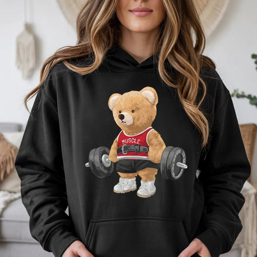 Weightlifting Bear Gym Shirt | Funny Teddy Bear Workout Graphic Tee | Soft Cotton Fitness Apparel | Gift for Powerlifter and Bodybuilder