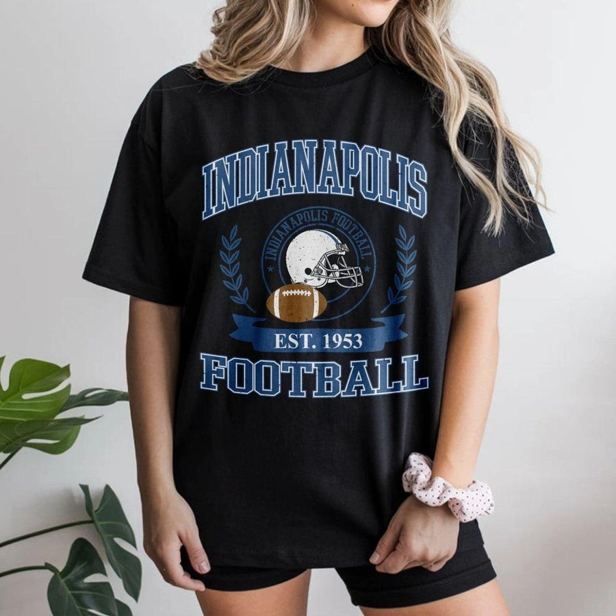 Indianapolis Football T-Shirt | Vintage Retro Game Day Graphic | 100% Premium Cotton | Gift For Indiana Sports Fans
