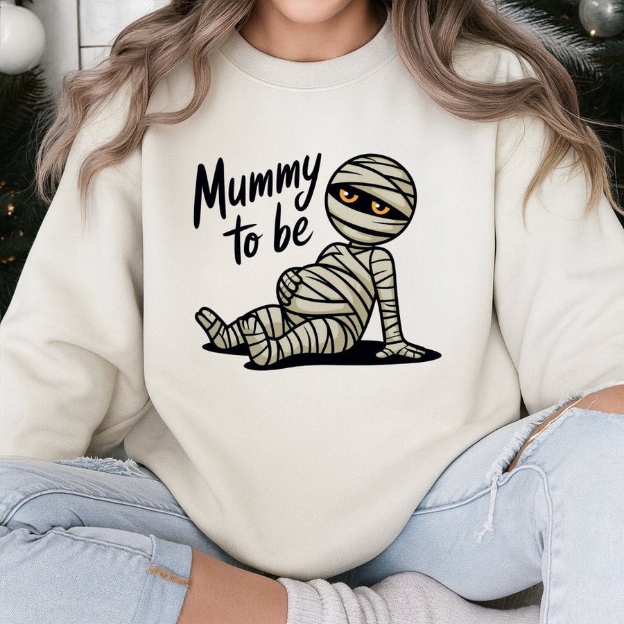 Mummy To Be Pregnancy Sweatshirt | Funny Halloween Baby Announcement Graphic | Premium Cotton Blend | Gift For Expectant Mom