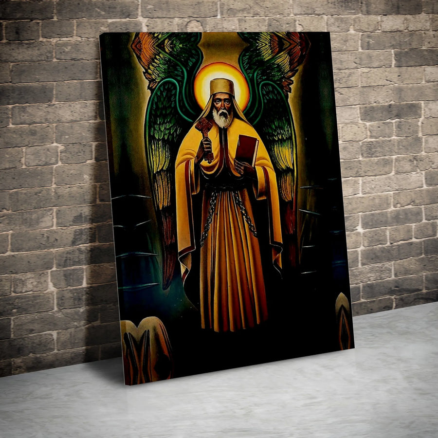 Tekle Haymanot Wall Art | Ethiopian Orthodox Christian Icon Print | Premium Gallery Wrap Canvas | Religious Home Decor Gift