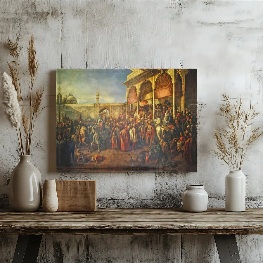 The Court of Lahore Canvas Print | August Schoefft's Maharaja Ranjit Singh Historical Painting | Premium Gallery Wrapped Wall Art | Collector's Gift for History Buffs