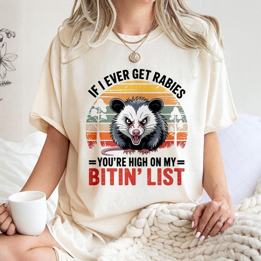 Opossum T-Shirt | Funny Dark Humor Rabies Graphic | 100% Cotton Premium Tee | Unique Gift for Animal Lovers & Meme Fans