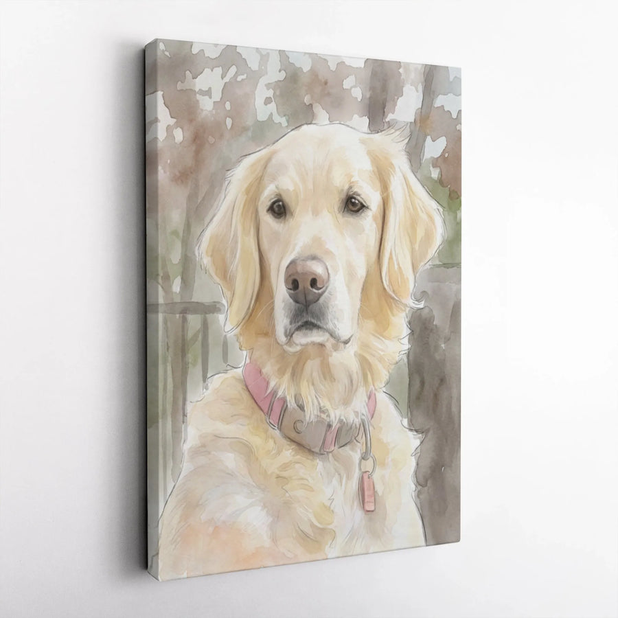 Golden Retriever Canvas Wall Art | Watercolor Dog Portrait Print | Premium 1.25" Gallery Wrap | Pet Lover Gift Decor