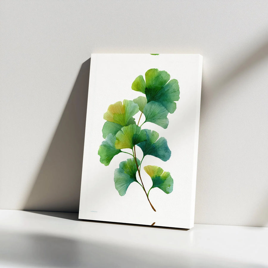 Watercolor Ginkgo Leaf Canvas Wall Art | Minimalist Botanical Illustration | Premium Gallery Wrapped Print | Modern Home Decor Gift for Nature Lovers