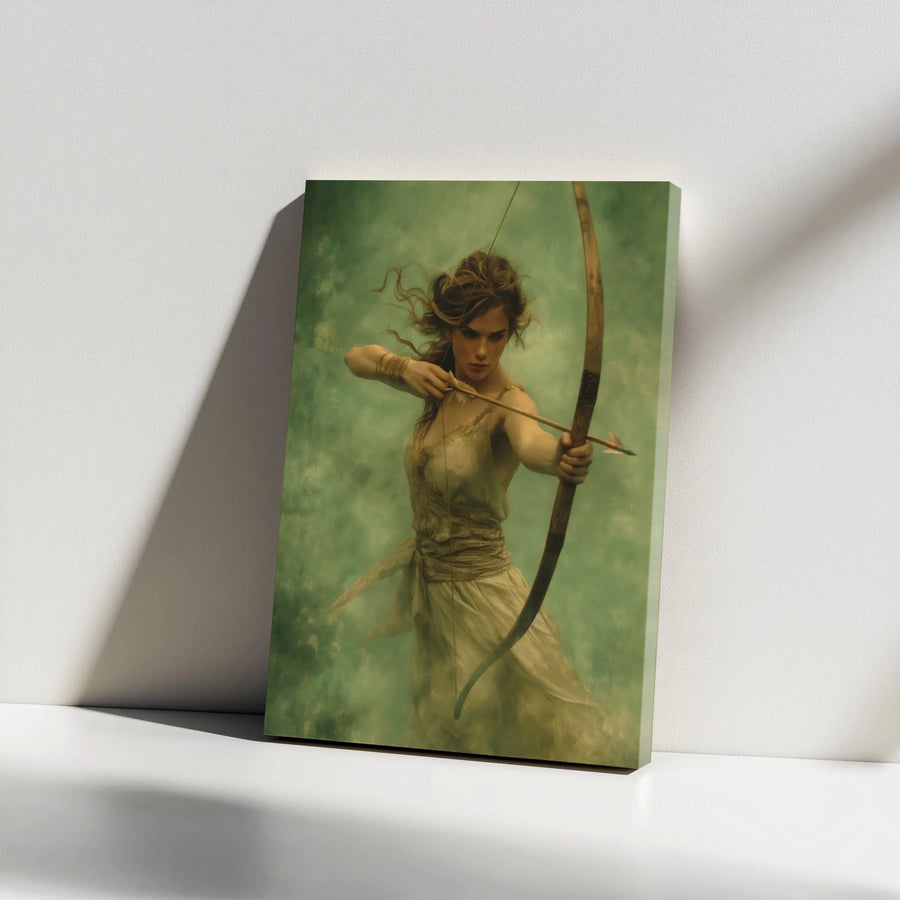 Female Archer Canvas Wall Art | Mythical Huntress Fantasy Portrait | Premium Gallery Wrapped Canvas | Gift for Gamers & Fantasy Art Lovers