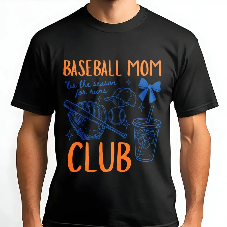 Baseball Mom Club T-Shirt | Cute Sports Mama Game Day Sweatshirt | Premium Fleece | Gift for Team Mom, Bleacher Season Apparel