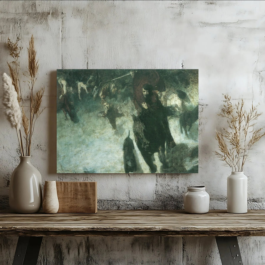 The Wild Hunt Canvas Print | Franz von Stuck Norse Mythology Art | Premium Fade-Resistant Canvas | Dark Academia Gothic Home Decor Gift