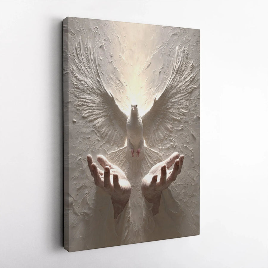 Holy Spirit Dove Canvas Print | Textured Religious Wall Art | 1.25-Inch Gallery Wrap | Christian Home Decor Gift for Faith Inspiration