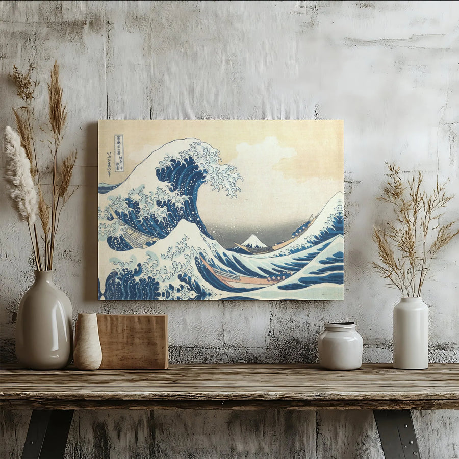 The Great Wave Off Kanagawa Canvas Wall Art | Hokusai Japanese Ukiyo-e Print | Gallery Wrap Premium Decor | Ready to Hang Gift for Home Office