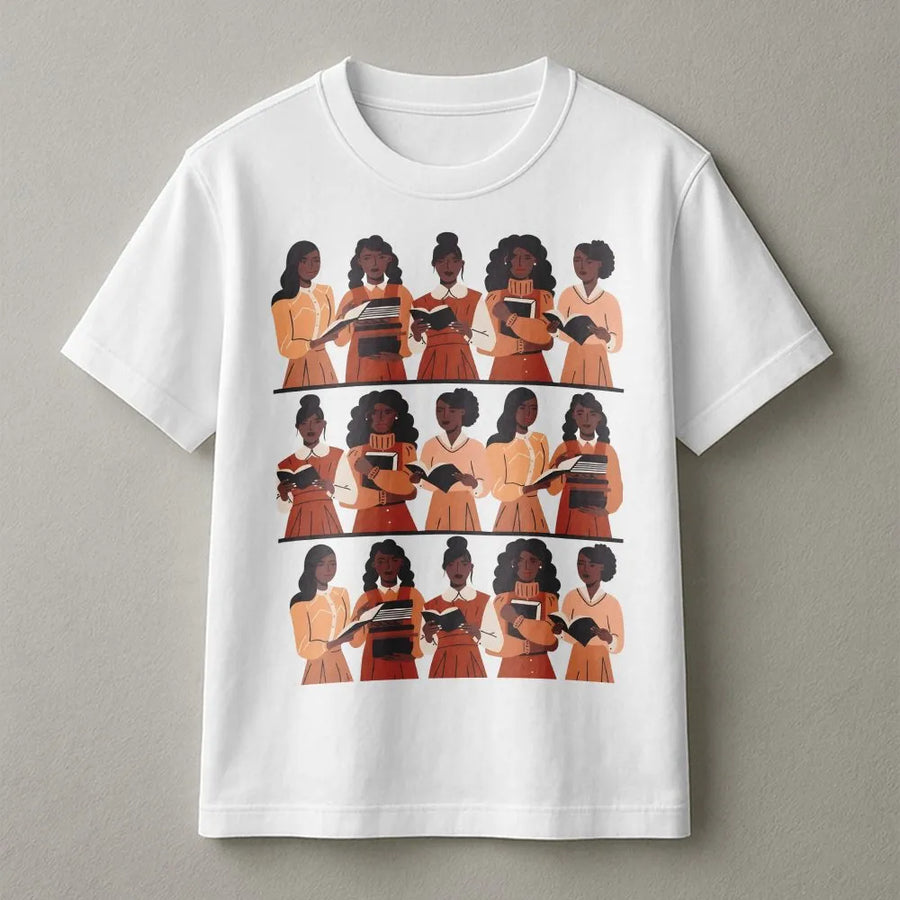 Black Women Reading Books T-Shirt | Melanin Magic Illustration | Premium Cotton Tee | Empowering Gift for Book Lovers and Educators
