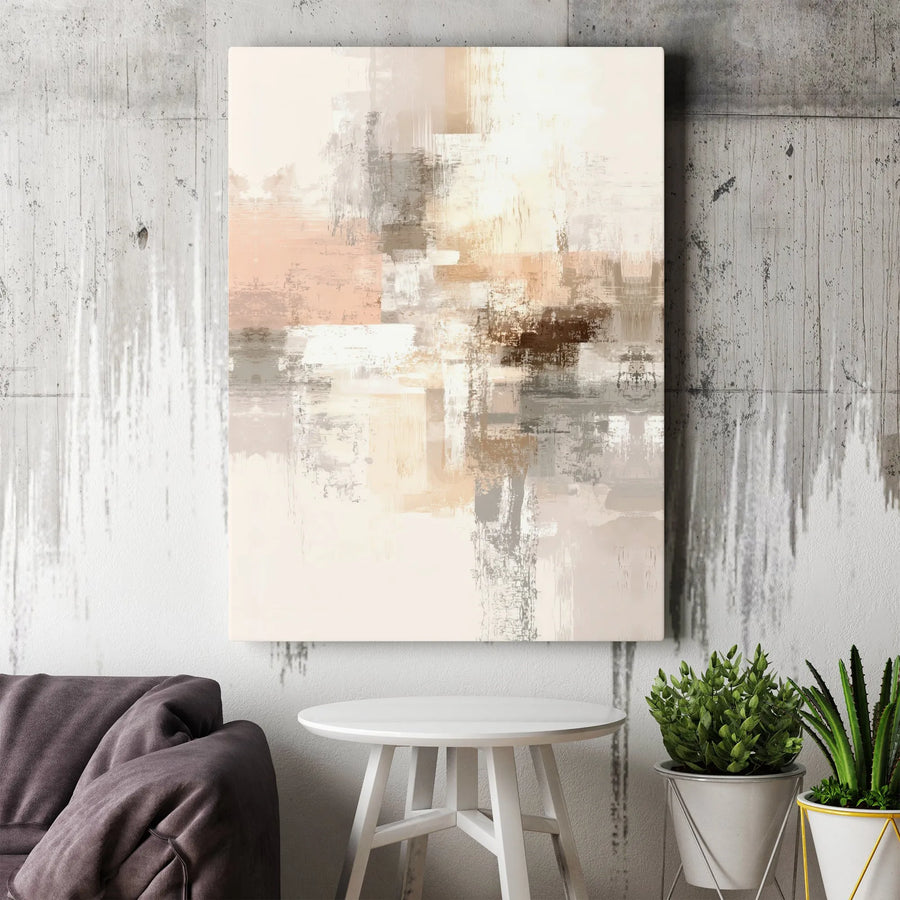 Neutral Abstract Wall Art | Beige and Blush Modern Canvas Print | Premium Gallery Wrapped 1.25" Frame | Minimalist Home Office Decor