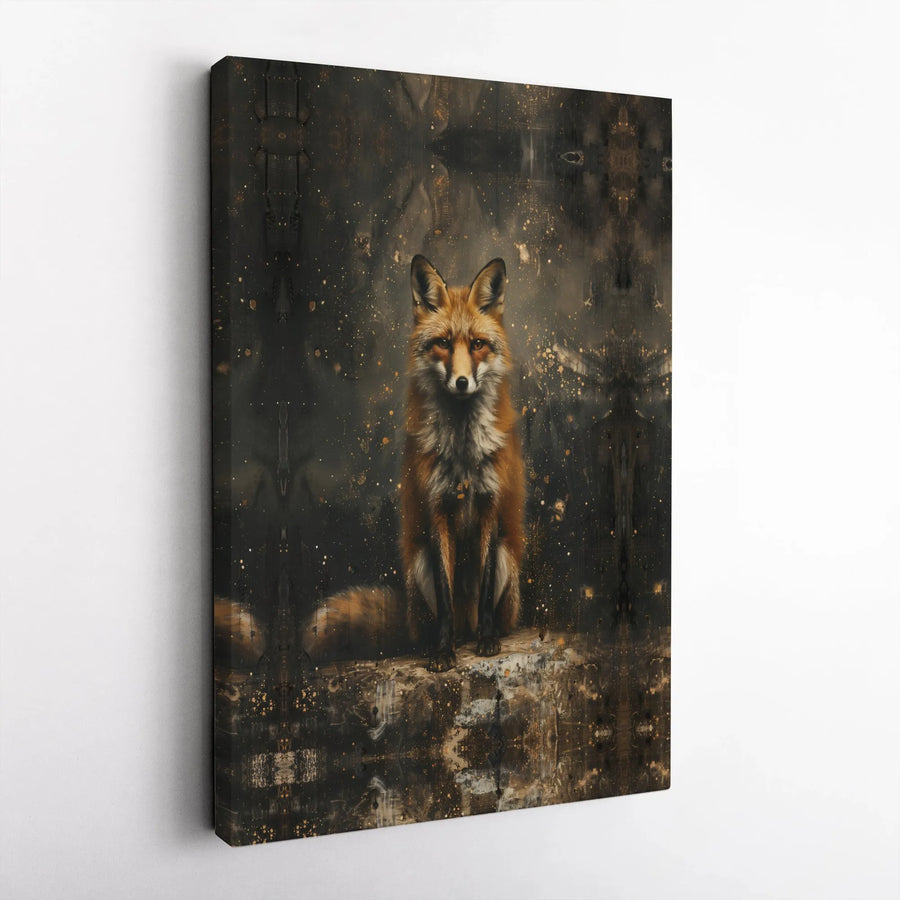 Red Fox Portrait Canvas Wall Art | Moody Wildlife Painting Print | Premium Gallery Wrapped Canvas | Modern Farmhouse & Cabin Decor Gift