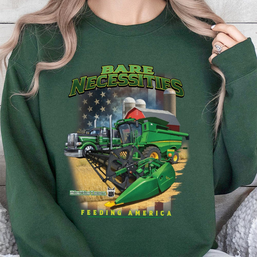 Farmer Sweatshirt | Farm Tractor And Semi Truck Print | Premium Cotton Blend | Gift For Farmer Or Agriculture Enthusiast