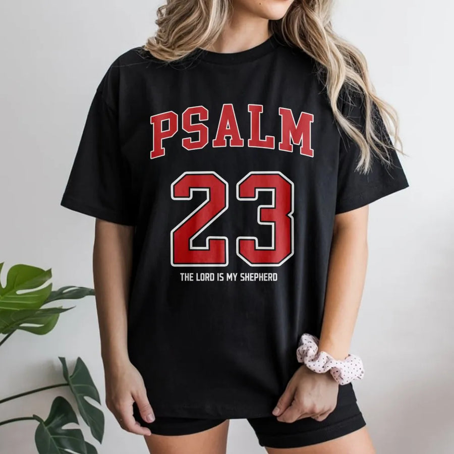Psalm 23 T-Shirt | The Lord Is My Shepherd Religious Graphic Tee | Premium Cotton Christian Apparel | Faith-Based Gift For Men And Women