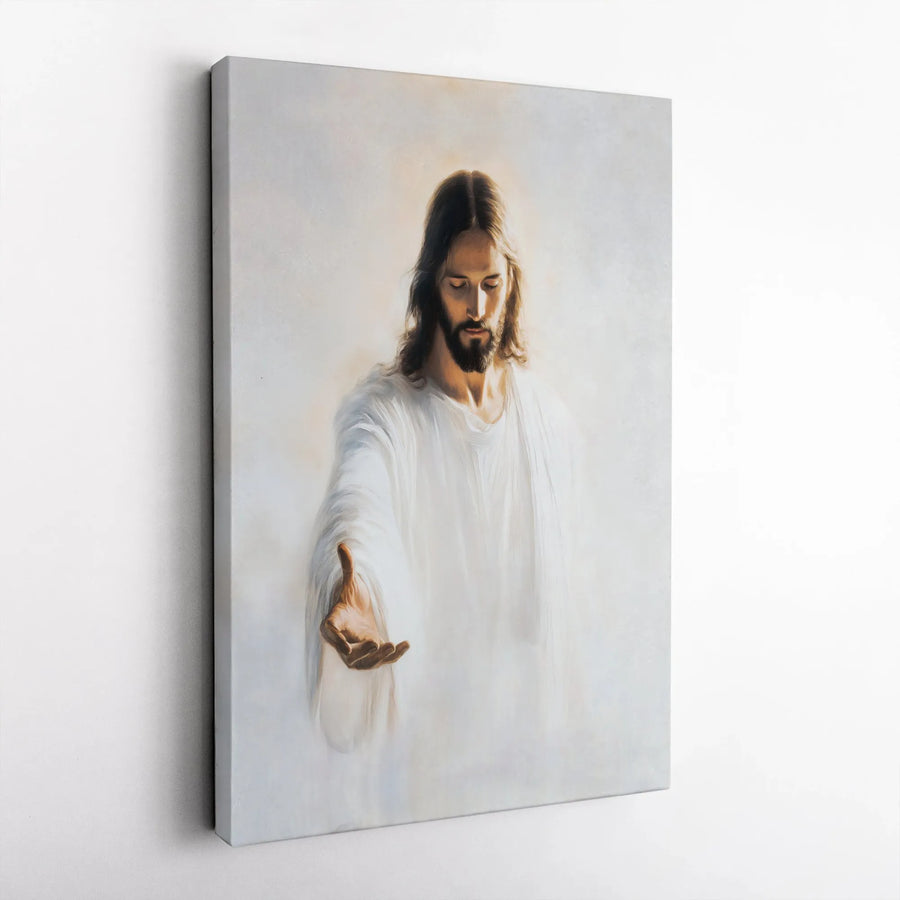 Jesus Christ Canvas Print | Come Unto Me Extended Hand Artwork | Premium Gallery Wrapped Wall Decor | Christian Home Decor Gift