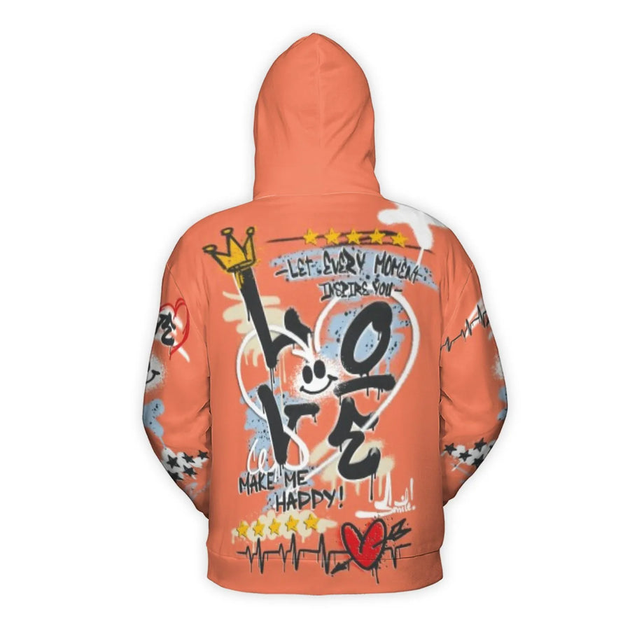 Love Graffiti Hoodie | Street Art Graphic Print | Soft Brushed Fleece Polyester | Unisex Urban Pullover Gift