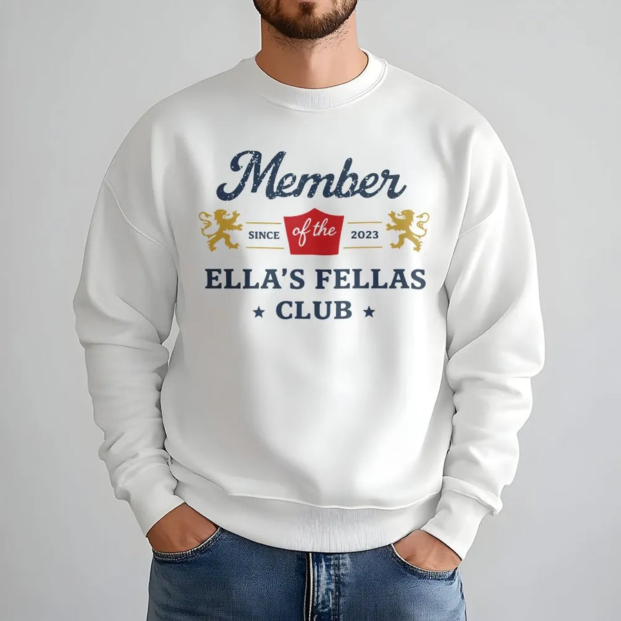 Ella's Fellas Club Sweatshirt | Retro Social Club Crest Graphic | Premium Soft Cotton Blend | Funny Boyfriend Group Member Gift